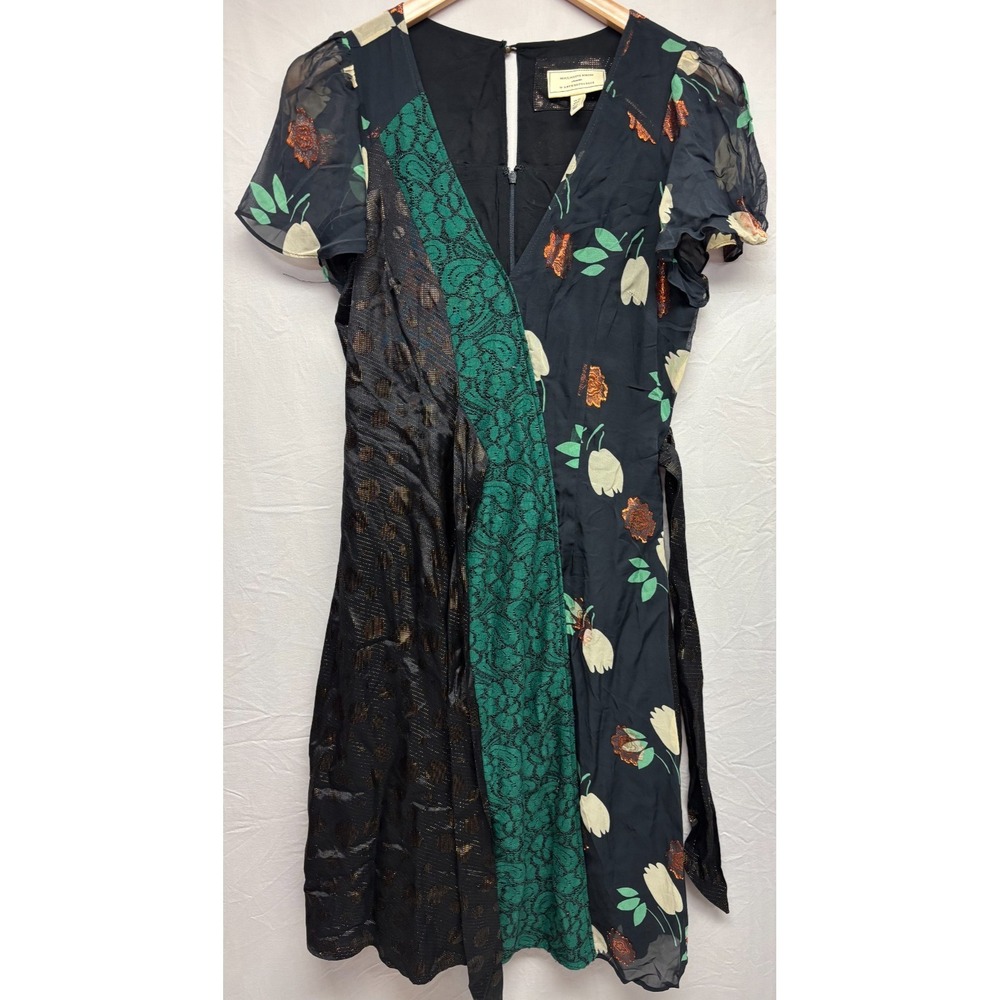Moulinette Soeurs By Anthropologie Ciao Bella Dress Womens Black Green Floral 4‎